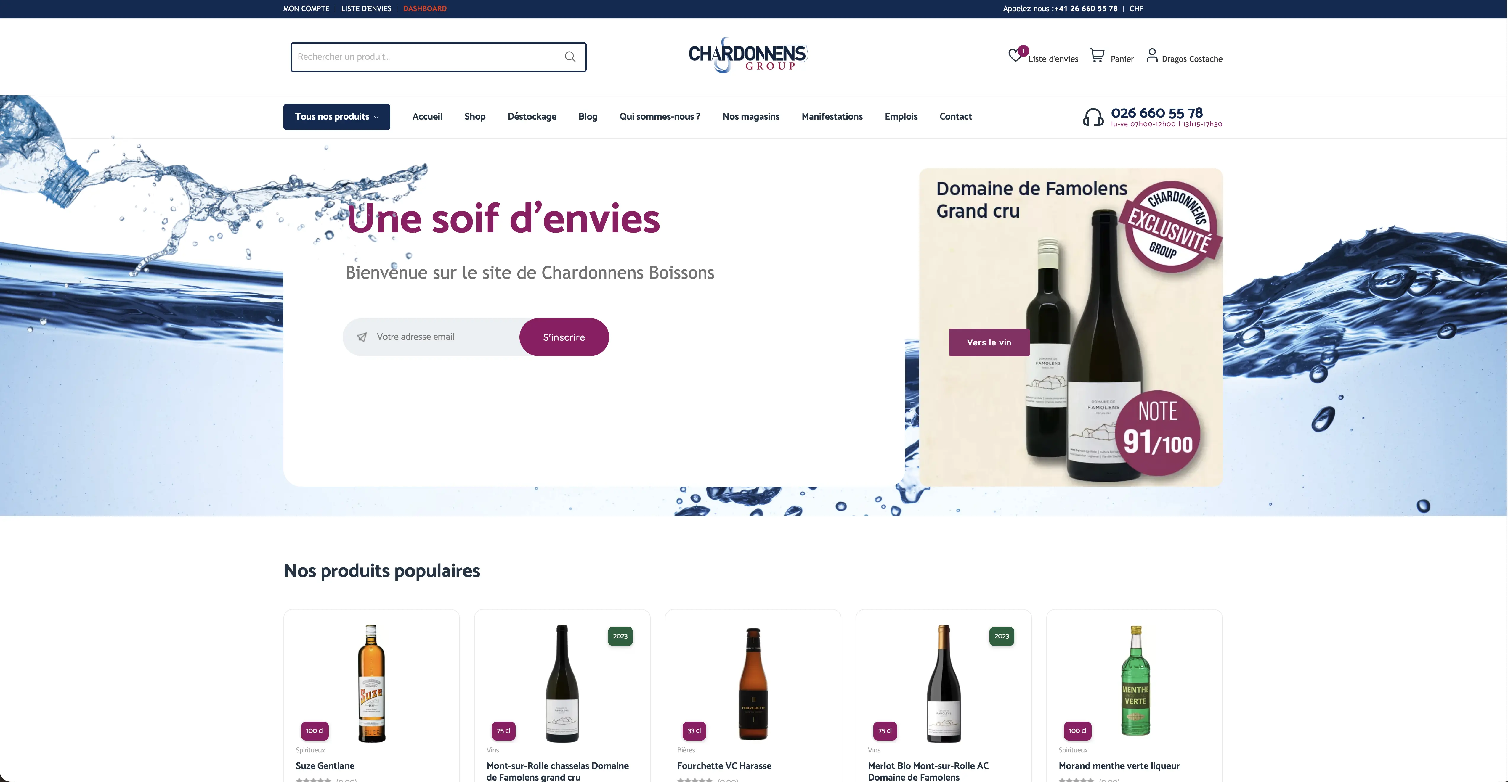 Aperçu du site Chardonnens Boissons